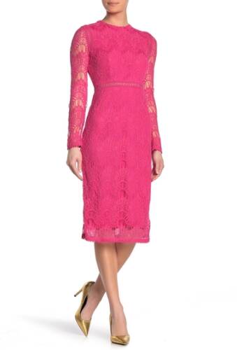 Imbracaminte femei love by design lace long sleeve midi dress fandango pink