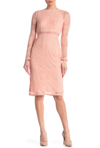 Imbracaminte femei love by design lace long sleeve midi dress pink evening sand