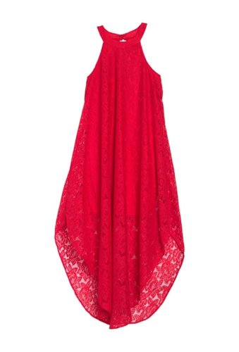 Imbracaminte femei love squared eyelet lace maxi dress red