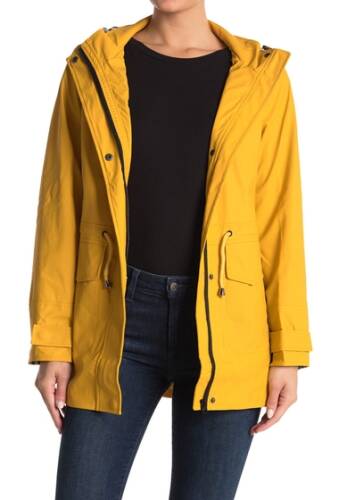 Imbracaminte femei love token derek gingham print hoodie rain jacket yellow