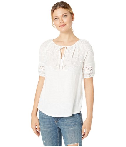 Imbracaminte femei lucky brand embroidered peasant top bright white