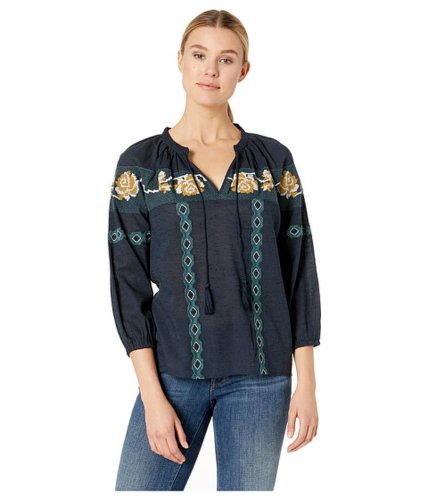Imbracaminte femei lucky brand embroidered peasant top navy multi