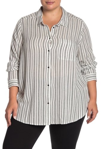 Imbracaminte femei lucky brand stripe print top plus size black mult