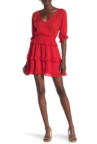 Imbracaminte femei lush long sleeve ruffle mini dress red