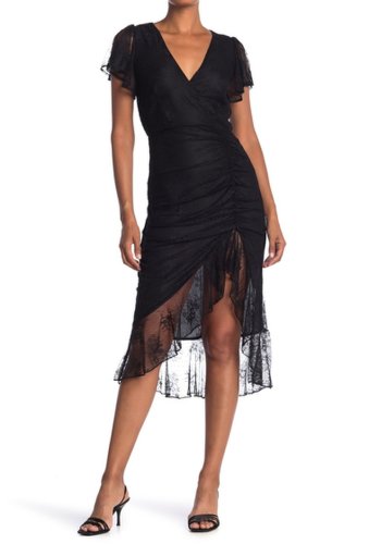 Imbracaminte femei lush ruffle highlow lace midi dress black