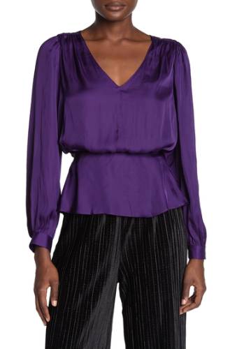Imbracaminte femei lush satin peplum blouse deep purple
