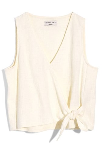 Imbracaminte femei madewell sleeveless wrap tie shirt regular plus size bright ivory