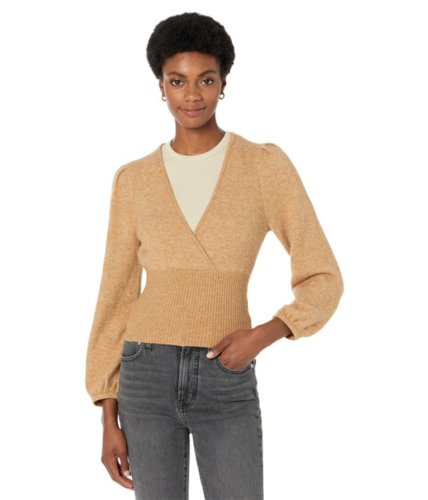 Imbracaminte femei madewell wrap v-neck sweater in coziest yarn heather toffee