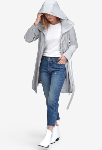 Imbracaminte femei marc new york by andrew marc navarre hooded rain jacket silver