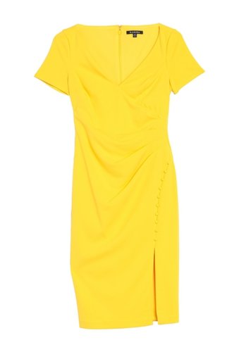 Imbracaminte femei marina short sleeve seamed bodycon dress yellow