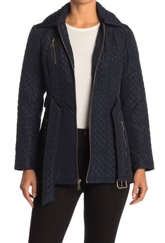 Imbracaminte femei michael michael kors quilted zip front belted jacket new navy
