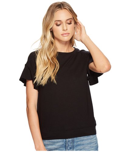 Imbracaminte femei michael stars elevated french terry flutter sleeve tee black