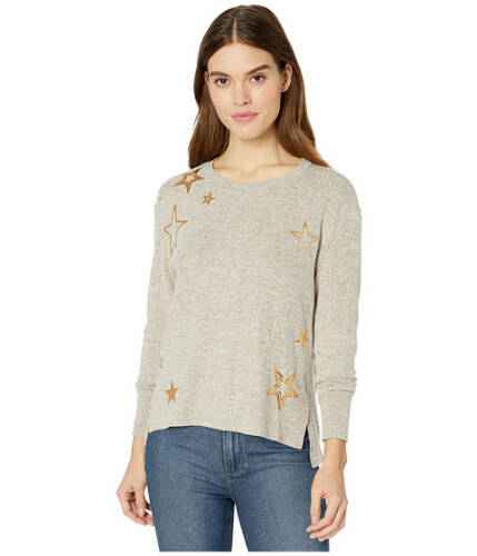 Imbracaminte femei miss me star print long sleeve pullover taupe beige