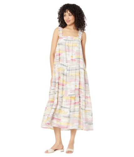 Imbracaminte femei moon river woven printed maxi with asymmetrical tiers pink multi