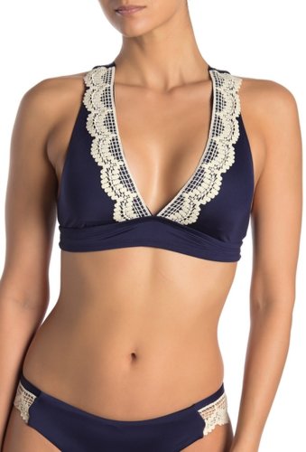 Imbracaminte femei mossimo sea side embroidered halter bikini top navy