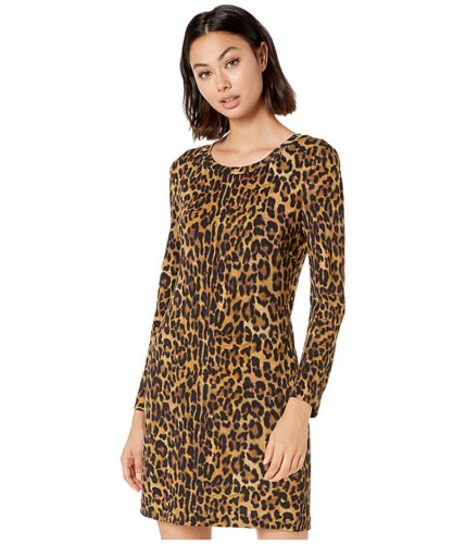 Imbracaminte femei nicole miller furry leopard long sleeve dress multicolor