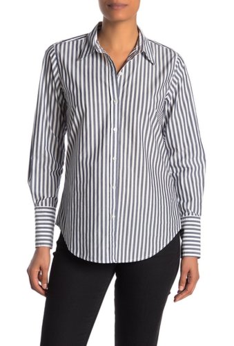 Imbracaminte femei nili lotan helen stripe print cotton button down shirt dark navy stripe