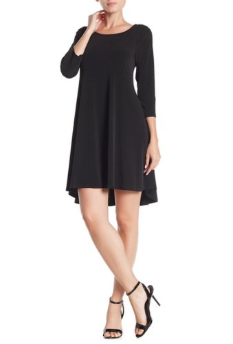 Imbracaminte femei nina leonard 34 sleeve stretch knit swing dress black