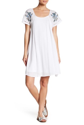Imbracaminte femei nina leonard embroidered sleeve trapeze dress white