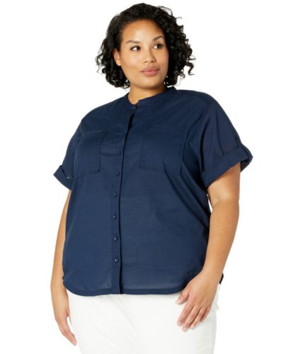 Imbracaminte femei nydj plus size short sleeve blouse oxford navy
