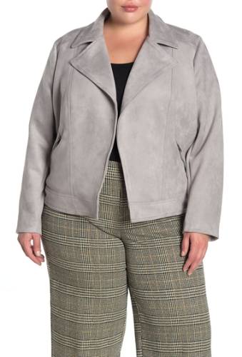Imbracaminte femei philosophy apparel faux suede zip pocket jacket plus size grey