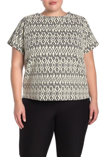 Imbracaminte femei philosophy apparel printed short sleeve shirt plus size ivoryblac