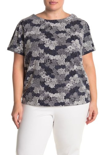 Imbracaminte femei philosophy apparel printed short sleeve shirt plus size whitenavy