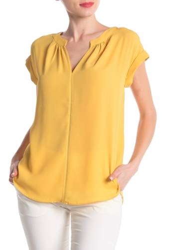 Imbracaminte femei philosophy apparel split neck rolled sleeve blouse golden lot
