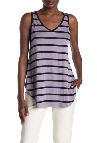 Imbracaminte femei philosophy apparel striped v-neck tank plum frostblack stripe