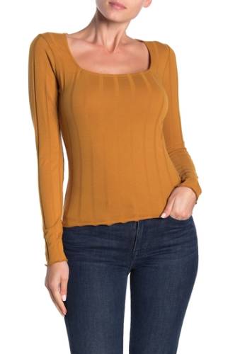 Imbracaminte femei planet gold ribbed knit square neck top cathay spice