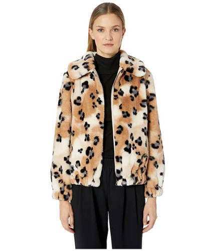 Imbracaminte femei rebecca taylor cheetah faux fur coat cream combo