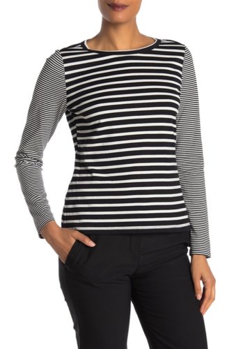 Imbracaminte femei rebecca taylor mixed stripe long sleeve t-shirt blkcom
