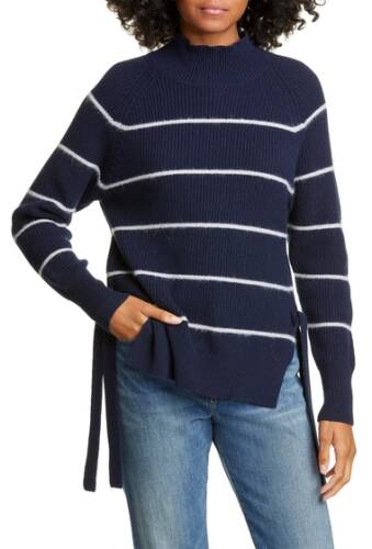 Imbracaminte femei rebecca taylor striped turtleneck wool blend sweater navy-cloud