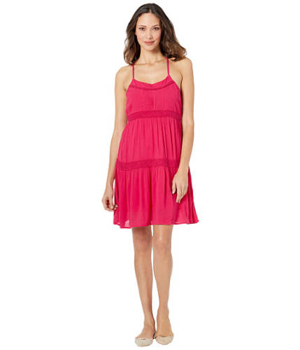 Imbracaminte femei roper 3017 polyester crepe spaghetti strap dress pink