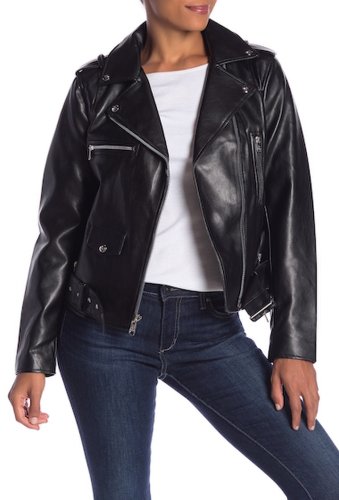 Imbracaminte femei sam edelman asymmetrical zip faux leather jacket black
