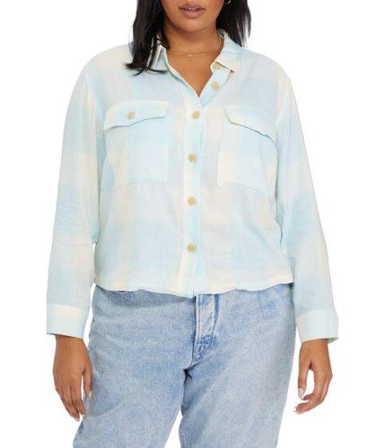 Imbracaminte femei sanctuary boyfriend crop plaid flannel shirt purewater plaid
