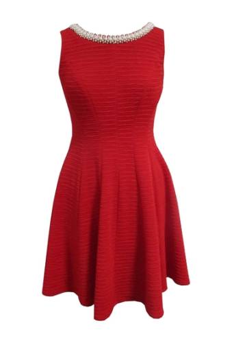 Imbracaminte femei sandra darren sleeveless blister knit fit flare dress indian red