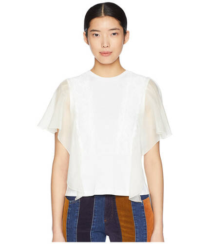 Imbracaminte femei see by chloe t-shirt with lace overlay white powder