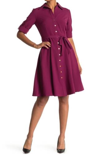 Imbracaminte femei sharagano belted fit flare shirt dress baliorchar