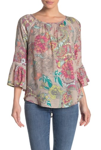Imbracaminte femei spense floral print scoop neck blouse 16803-2floral paisl