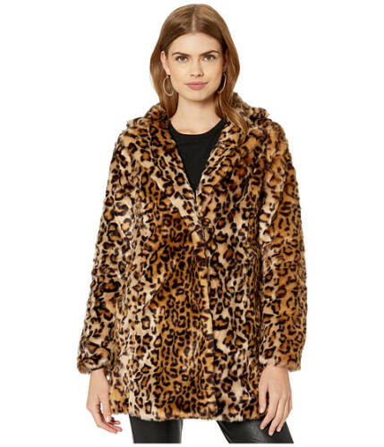 Imbracaminte femei steve madden print faux fur coat w notched collar leopard
