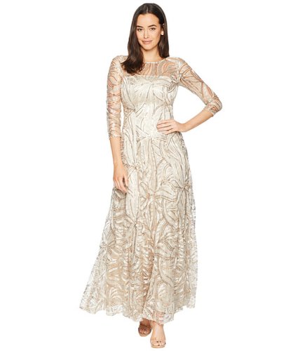 Imbracaminte femei tahari by asl novelty sequin sleeved gown champagne