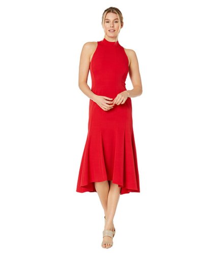 Imbracaminte femei taylor sleeveless mock neck piped midi dress red