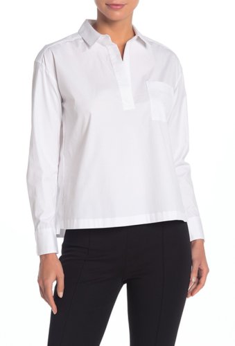 Imbracaminte femei theory split neck long sleeve blouse white