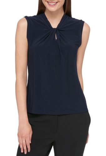 Imbracaminte femei tommy hilfiger knotted neck sleeveless blouse midnight
