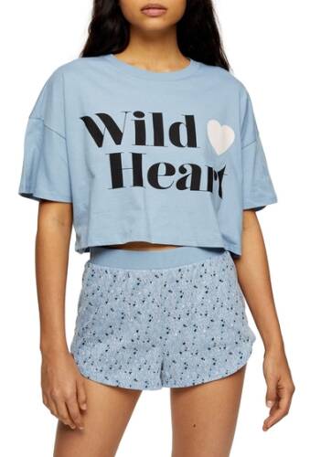 Imbracaminte femei topshop wild heart boxy pajama set blue multi