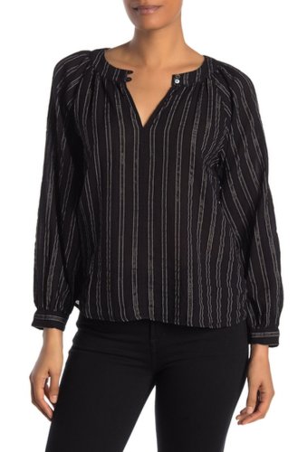 Imbracaminte femei velvet by graham spencer metallic stripe split neck blouse black
