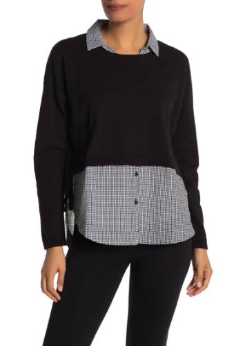 Imbracaminte femei vertigo gingham sweater two-fer top blackwhite