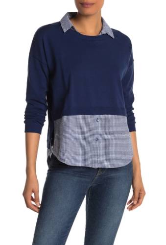 Imbracaminte femei vertigo gingham sweater two-fer top navywhite