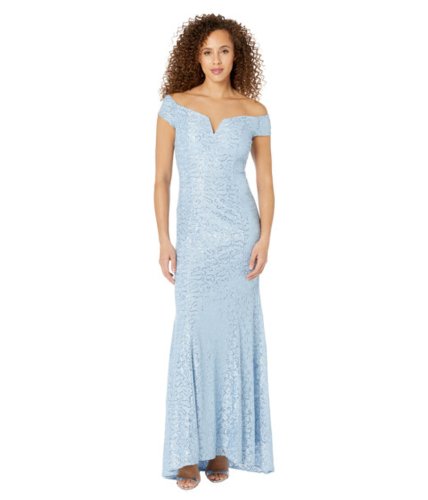 Imbracaminte femei vince camuto off-the-shoulder gown with v bar at neck sky